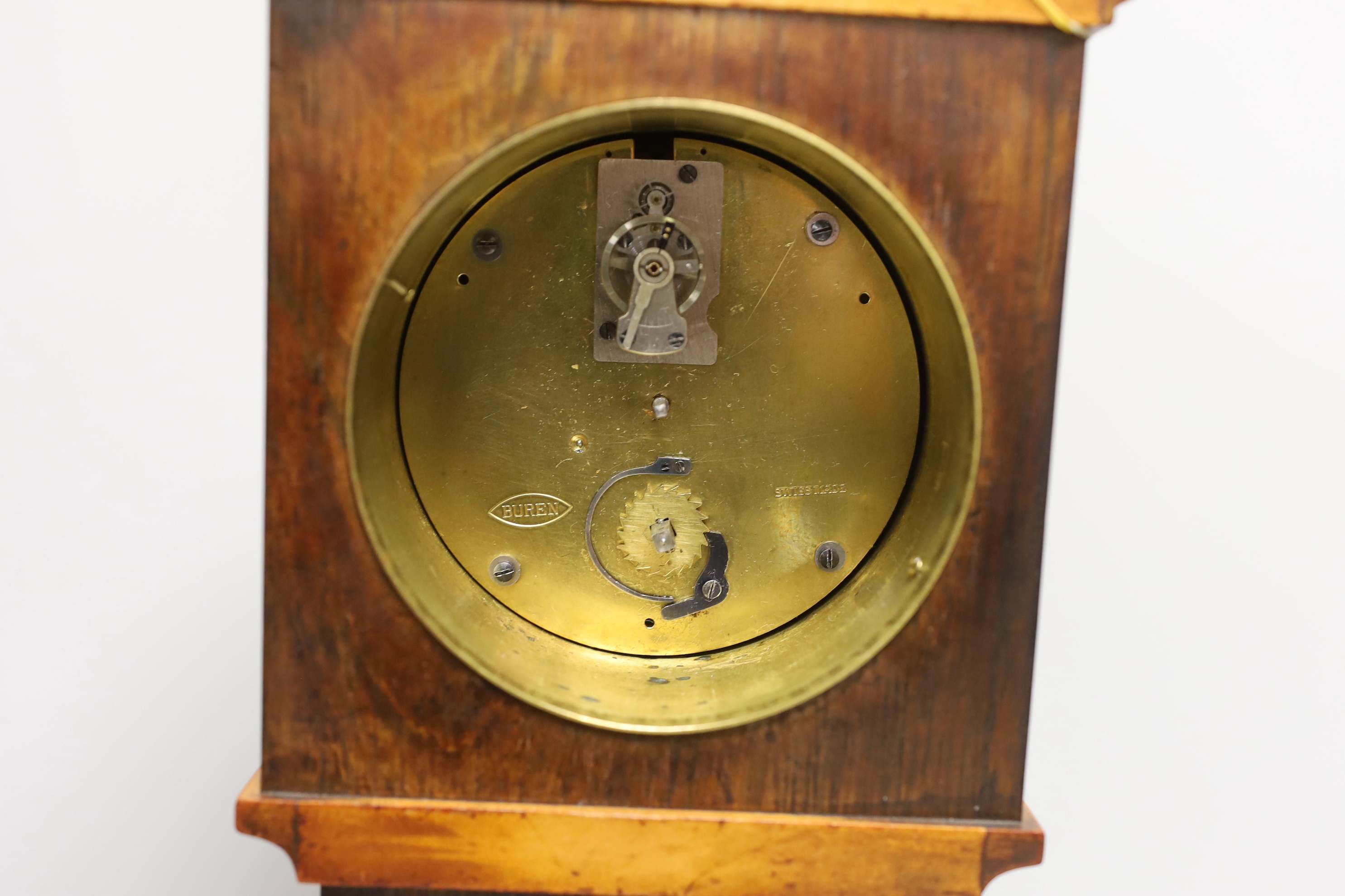 An Edwardian miniature inlaid longcase clock with silvered dial, 46cm